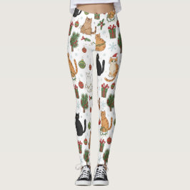Meowy julkattsstrumpbyxor - Present till kattmamma Leggings