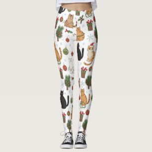 Meowy julkattsstrumpbyxor - Present till kattmamma Leggings