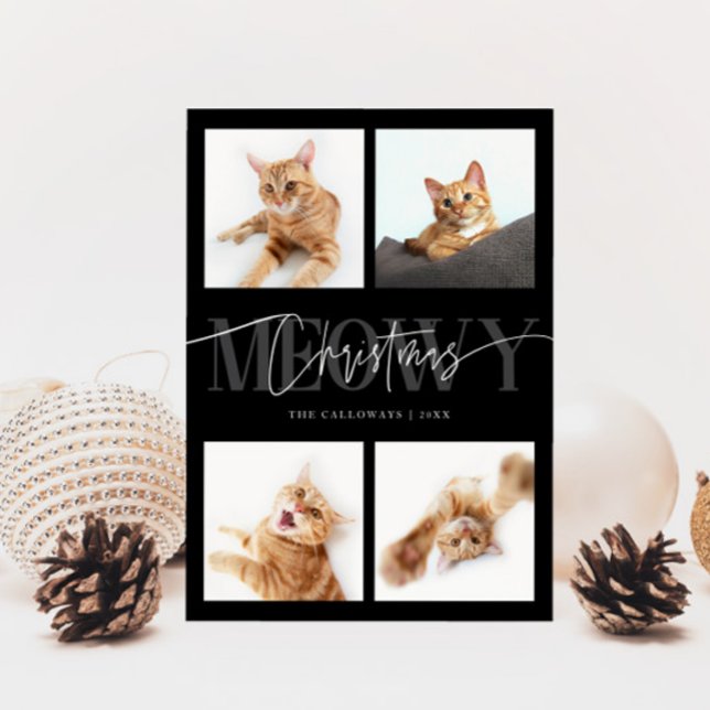 Meowy-julklapp Foton Black-jul Julkort (Skapare uppladdad)
