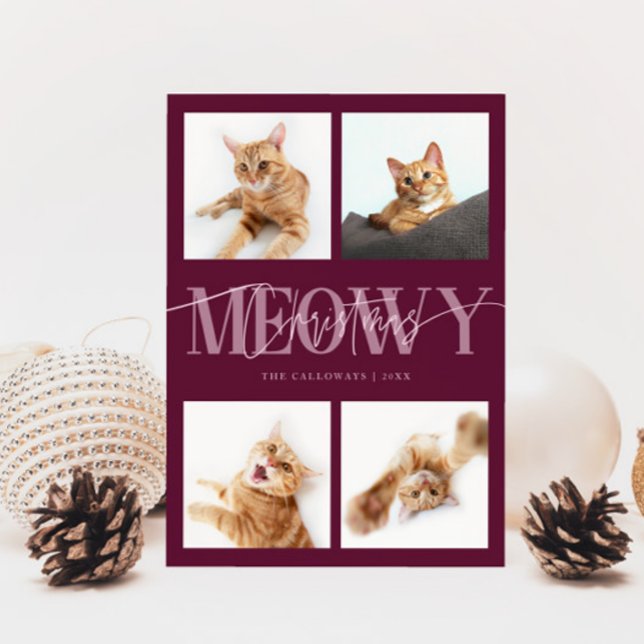 Meowy-julklapp Foton Cranberry-jul Julkort (Skapare uppladdad)