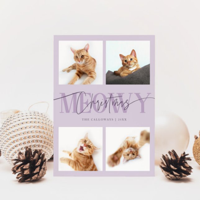Meowy-julklapp Foton Lila jul Julkort (Skapare uppladdad)