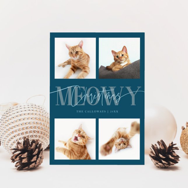 Meowy-julklapp Foton Teal-jul Julkort (Skapare uppladdad)