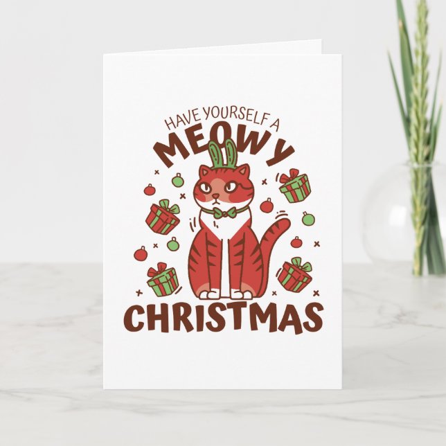Meowy-julkort, Helgdag Card Helgkort (Framsida)