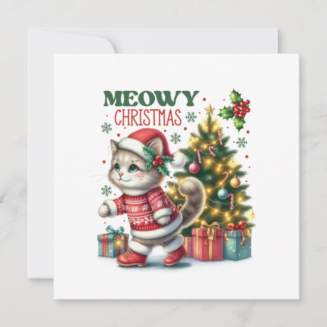 Meowy julkort  inbjudningar (Framsida)