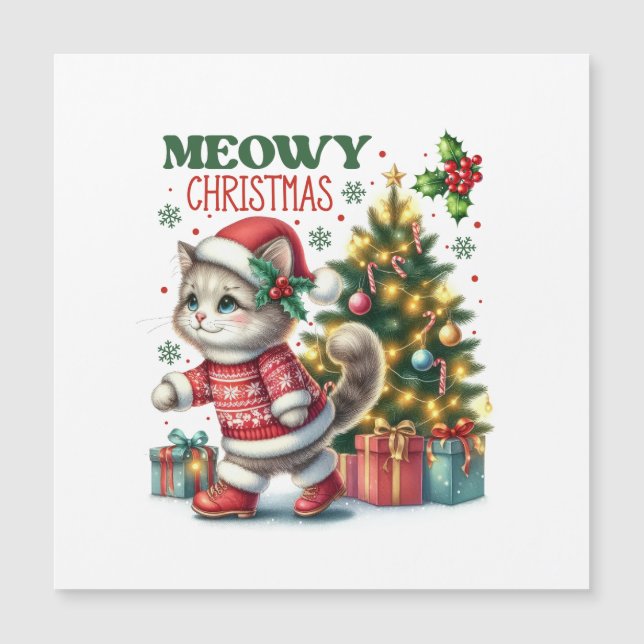 Meowy julkort  magnetisk inbjudningskort (Framsida)