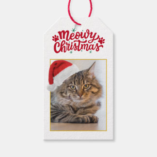 Meowy julskräddade presenttaggar med foto presentetikett