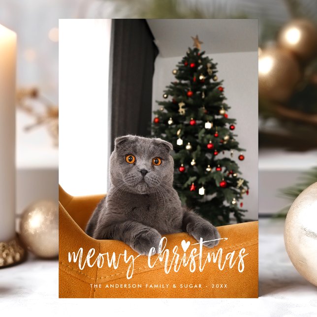Meowy julsnuny Modern Pet Cat Photo Julkort (Skapare uppladdad)