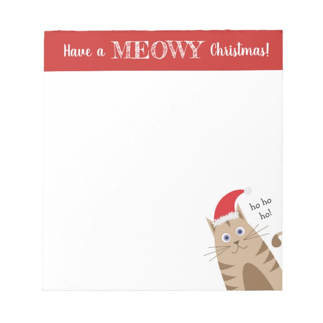 Meowy-jultomten lustig katt anteckningsblock (Framsida)