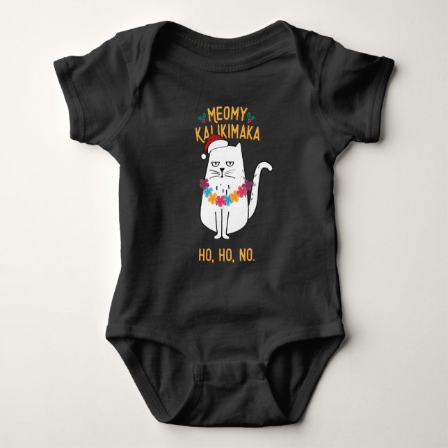 Meowy Kalikimaka Funny Cat Santa Hat jul T Shirt (Framsida)