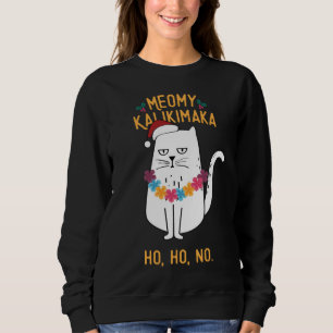 Meowy Kalikimaka Funny Cat Santa Hat jul T Shirt