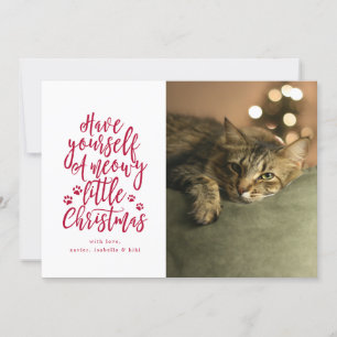 Meowy Little Christmas Vit Holiday Fotokort Julkort