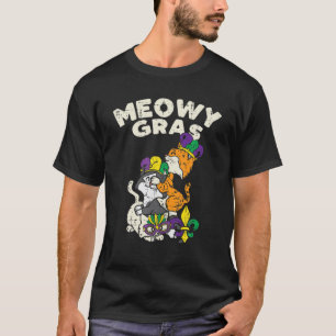 Meowy Mardi Gras Funny Nola Cat Lover Owner Girl W T Shirt