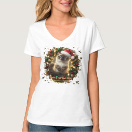 Meowy New Year 2026 – Fluffy Siamese Cat in Christ T Shirt
