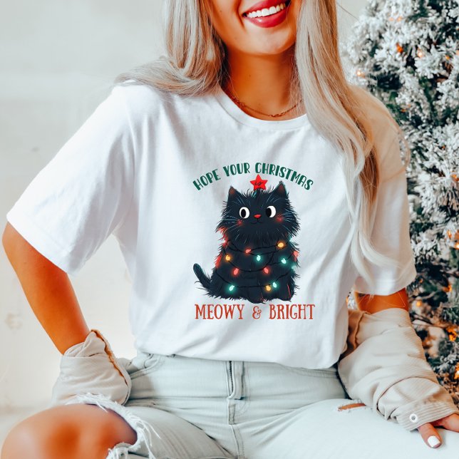 Meowy och Bright jul Cat T-Shirt (Skapare uppladdad)