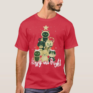Meowy och Bright Julgran Catmas Cute Cats X T Shirt