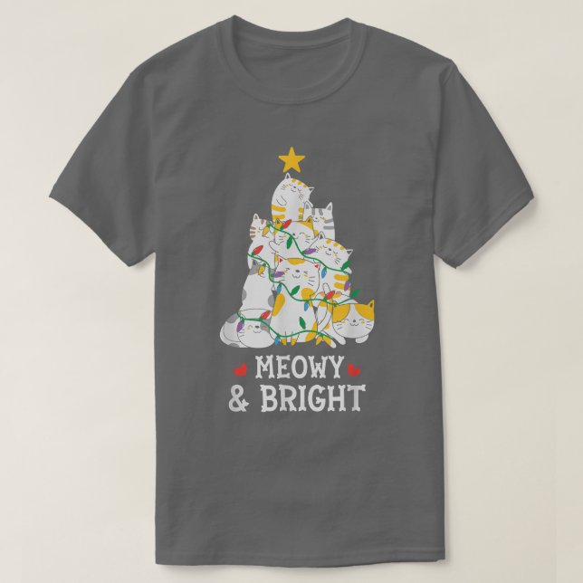 Meowy och Bright Kat Julgran God jul C T Shirt (Design framsida)