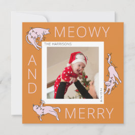 Meowy och Merry Färgglad Katt Julbelysning Julkort