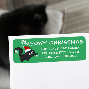Meowy Santa Cat Pet Return-adressetikett Returadress Etikett