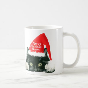 meowy santa för mugg för julhelgdagkatt hatt