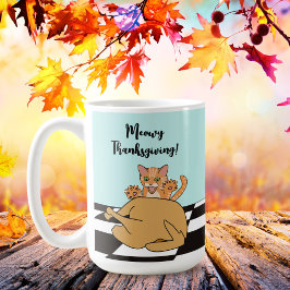 Meowy Thanksgiving Funny Cat Turkey Tecknad Kaffemugg