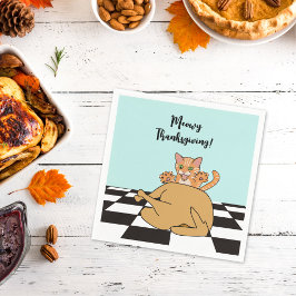 Meowy Thanksgiving Funny Cat Turkey Tecknad Pappersservett