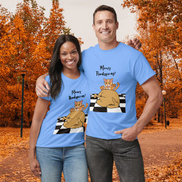 Meowy Thanksgiving Funny Cat Turkey Tecknad T Shirt