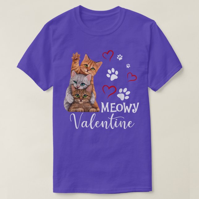 Meowy Valentine Cats Cute Kitten Cat Valentines Da T Shirt (Design framsida)