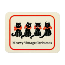 Meowy Vintage jul Cute Cats Magnet