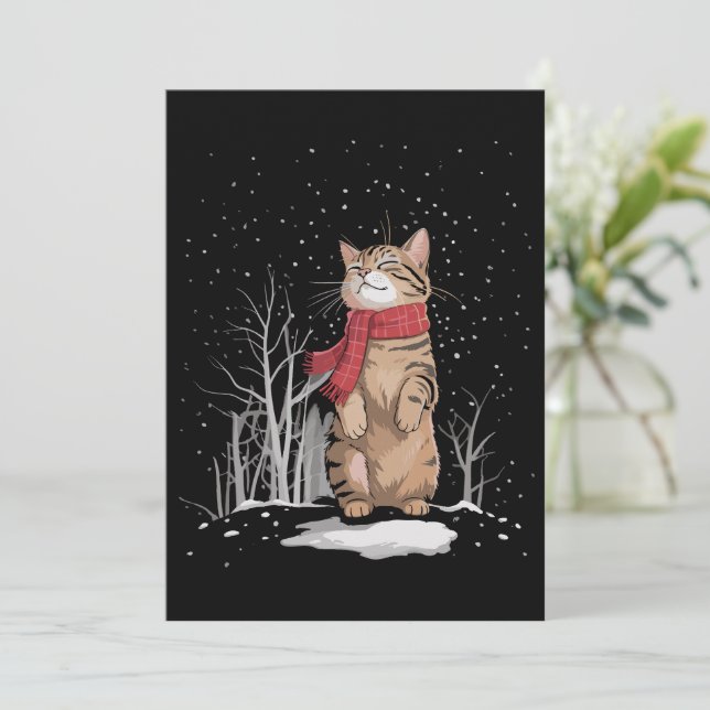 Meowy Xmas Cats Christmas Snow Kitten Funny Gift  Inbjudningar (Stående Fram)