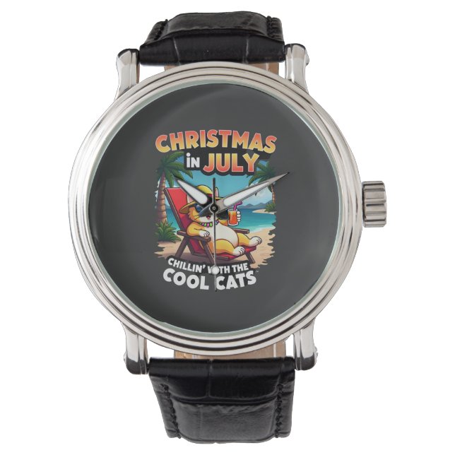 Meowy Xmas sommar jul i juli Chillin Cool C Armbandsur (Framsida)