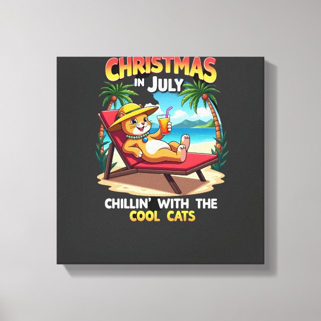 Meowy Xmas sommar jul i juli Chillin Cool C Canvastryck (Framsida)