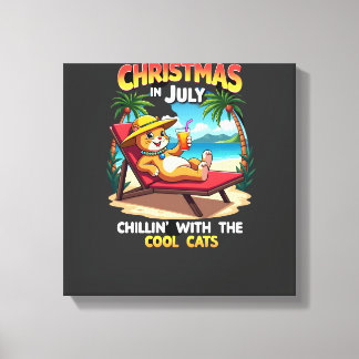 Meowy Xmas Summer Christmas In July Chillin Cool C Canvastryck