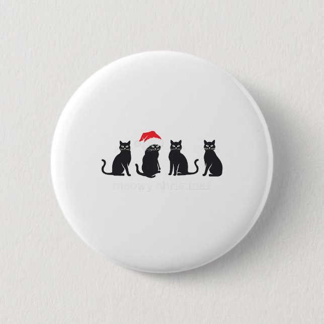 Meowys jul Black Cat Santa Hats Present Anim Knapp (Framsida)