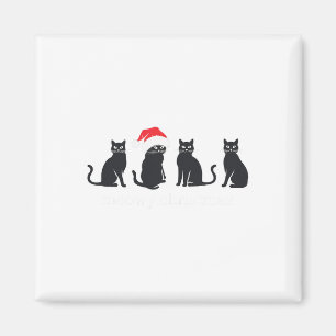 Meowys jul Black Cat Santa Hats Present Anim Magnet