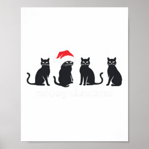 Meowys jul Black Cat Santa Hats Present Anim Poster