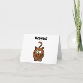 Meowza! Funny Brown Kattunge Tecknad Design Kort
