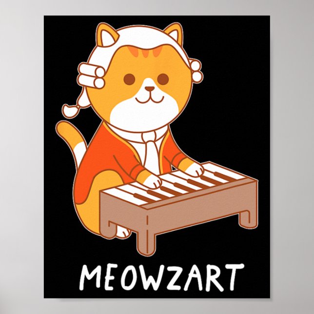 Meowzart Cat Pun Clical Music Piano Funny Poster (Framsidan)