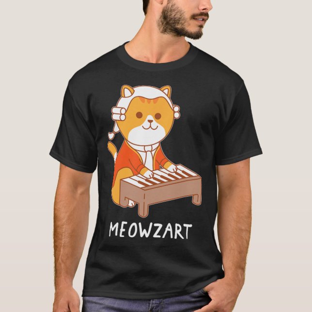 Meowzart Cat Pun Clical Music Piano Funny T Shirt (Framsida)