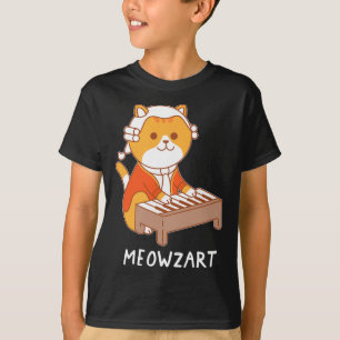 Meowzart Cat Pun Clical Music Piano Funny T Shirt