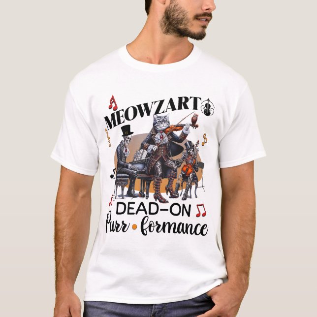 Meowzart: Cat Skeleton Orchestra T Shirt (Framsida)
