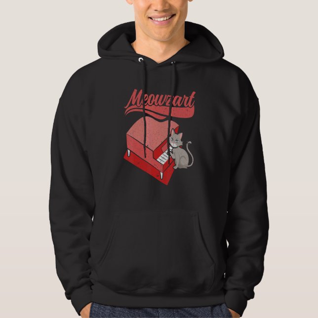 Meowzart Musical Instrument Musician Pianist Cat P Hoodie (Framsida)