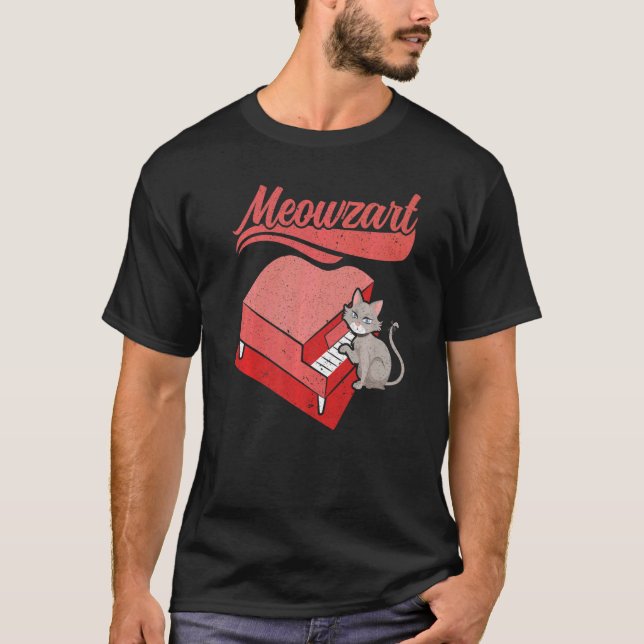 Meowzart Musical Instrument Musician Pianist Cat P T Shirt (Framsida)