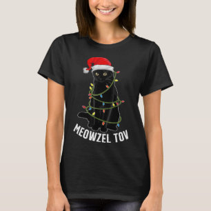 Meowzel Tov Black Cat Hanukkah jul Ljus Ca T Shirt