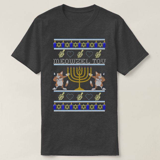 MEOWZEL TOV Cat Dabs Ugly Hanukkah Sweater Dabbing T Shirt (Design framsida)