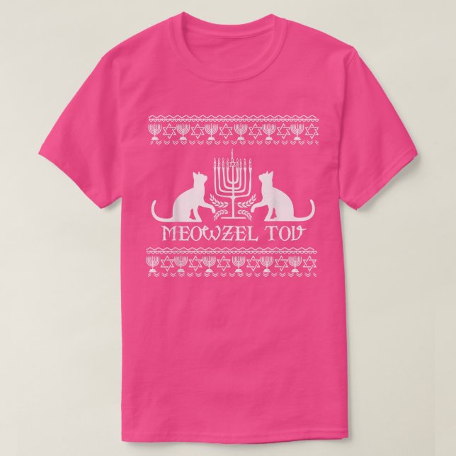 Meowzel Tov cat jewant Hanukkah lustig ful sweater T Shirt (Design framsida)