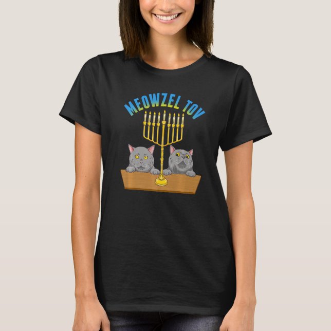 Meowzel Tov  Cat Jewish Mazel Tov Hanukah Fun Trad T Shirt (Framsida)