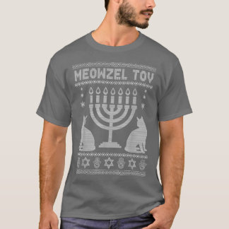 Meowzel Tov Cat Lovers Jewish Helgdag Ugly Hanukka T Shirt