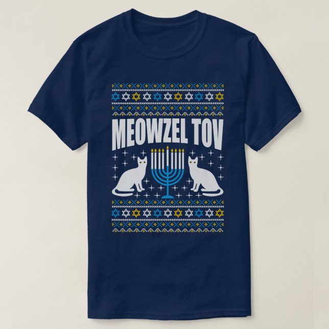 Meowzel Tov Chanukah Funny Jewish Cat Owner Ugly H T Shirt (Design framsida)