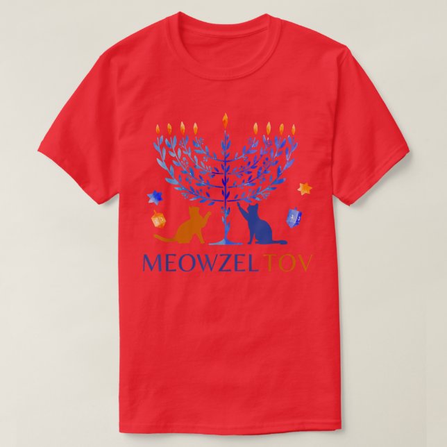 Meowzel Tov Chanukah Hanukkah Jewish Cat Owner Ugl T Shirt (Design framsida)