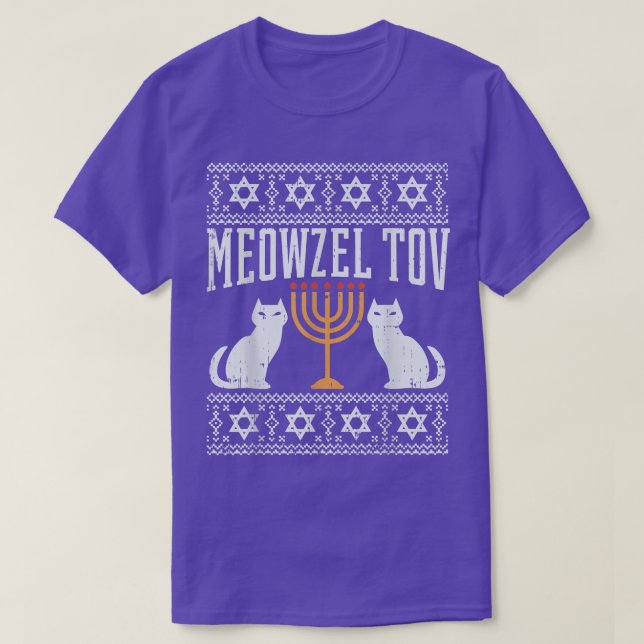 Meowzel Tov Chanukah Jewish Cat Owner Ugly Hanukka T Shirt (Design framsida)